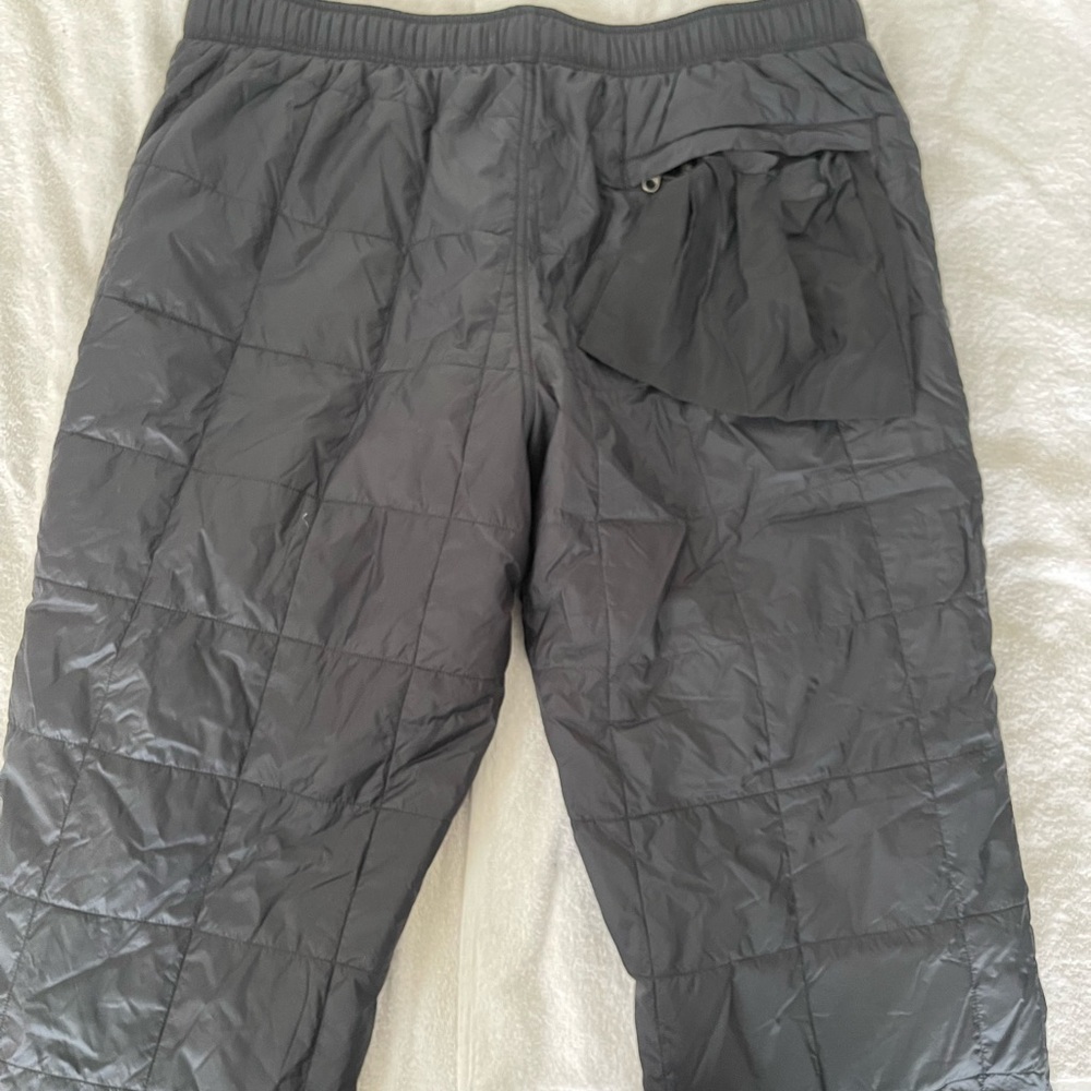 LL Bean XL down quilted pants with fleece cuffs. Like new, like a sleeping bag.